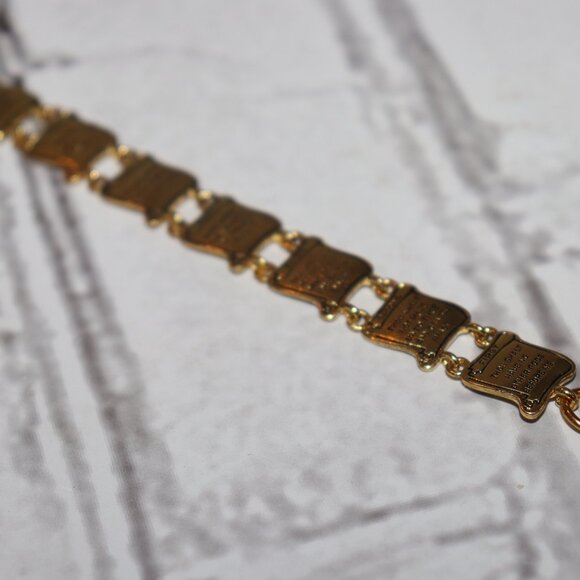 NWOT gold 10 commandments link charm bracelet 7-8.5" - Picture 4 of 7